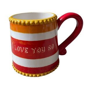 Pier 1 Dolomite Striped I Love You So Much Valentines Large Mug Coffee Cup